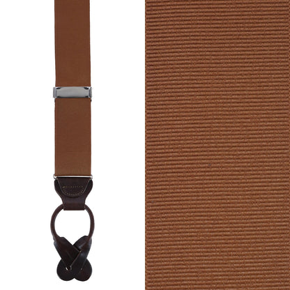 Trafalgar Men's Phoenix 38mm Grosgrain Non Stretch Ribbon Button End Braces (Suspenders), Brown