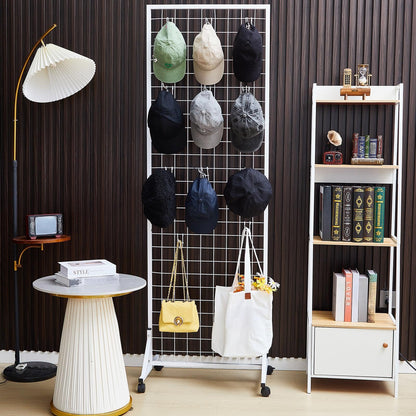 Blulu 4 Pcs Standing Grid Panels Tower, 2' x 6' T Base Grid Wall Display Racks Freestanding Vendor Events Display Racks Kit for Home Retail Trade Show Arts Craft Fair (White)