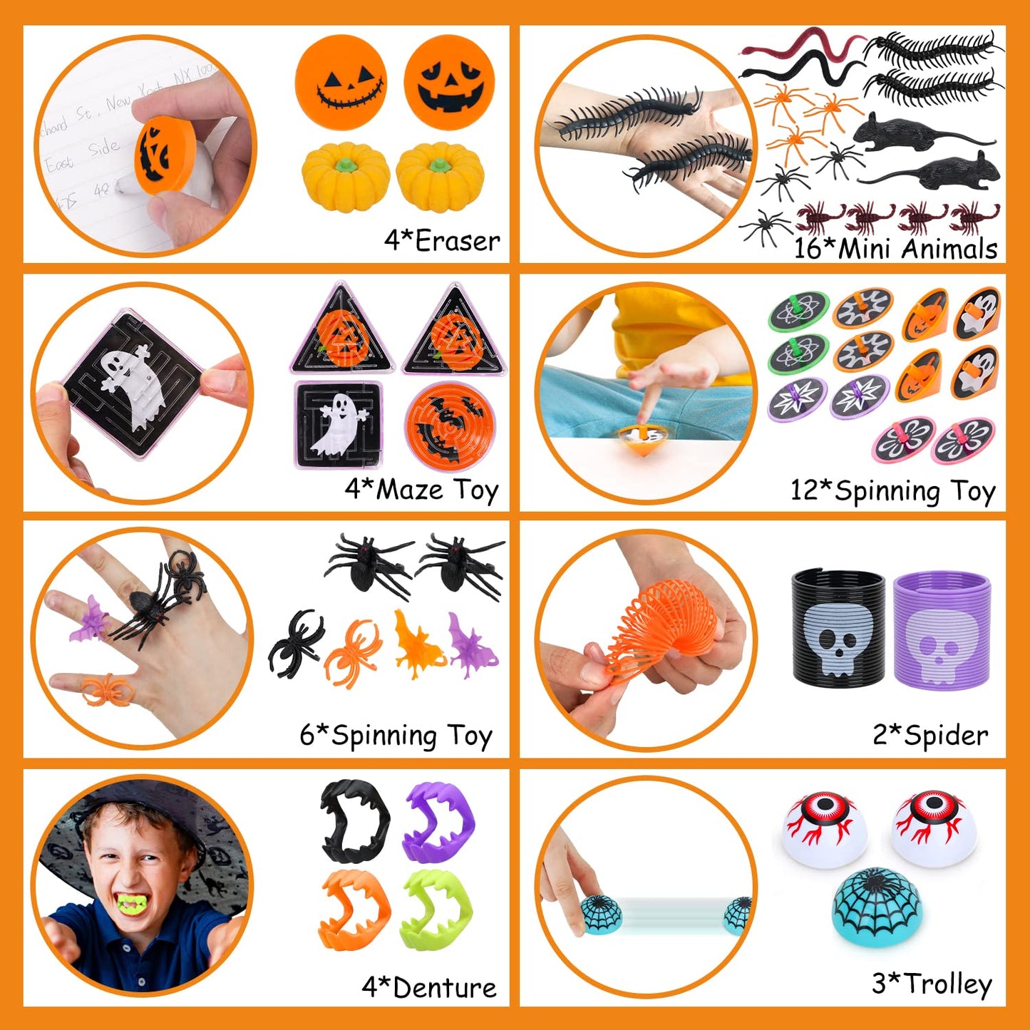 TOY Life Halloween Party Favors for Kids Halloween Toys in Bulk Halloween Prizes for Kids Halloween Pumpkin Buckets Goodie Bags Stuffers Fillers Non Candy Treat for Kid