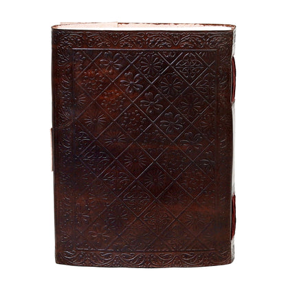 AzureGreen DOUBLE DRAGON Blank Page BOOK Handcrafted Leather Writing Unlined 5 x 7 JOURNAL (MEDIUM, Brown With Claps)
