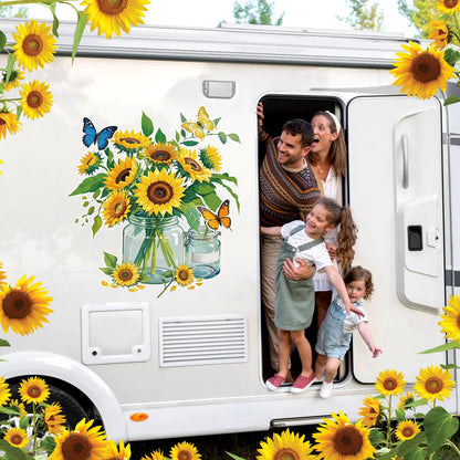 6Pcs Flower Dishwasher Magnet Cover Sunflower Vase Butterfly Sunflower Fridge Magnetic Dishwasher Sticker Decorations Sunflower Cruise Door Magnet Decorative for Spring Kitchen Refrigerator Cover