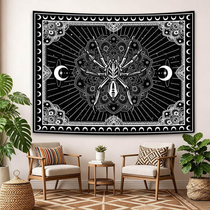 UHOMETAP Mandala Spider Wall Art - Bohemian Tapestry With Starry Sky and Moon Pattern for Living Room, Bedroom, Office - 80x60 Inches