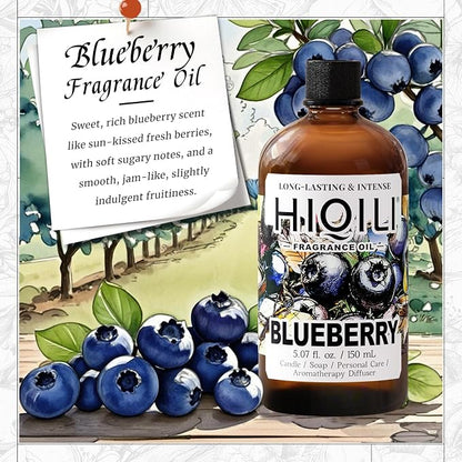 HIQILI Blueberry Fragrance Oil for Candle & Soap Making, Fruity Scents for Reed Diffuser Oil Refill, Add to Lotion, Body Wash - 5.07 Fl Oz