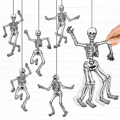 Cheerland Jointed Skeleton Garland Halloween Party Decorations Skull Garland Monster Disco Dancing String Decor Bones Spooky Scary Banner Kids Celebration Summerween Decoration and Supplies 15 Inch