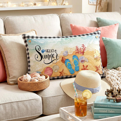 Chicplaid 4th of July Throw Pillow Cover Set 12 x 20 Inch Rectangle Seasonal Holiday Plaid Pillowcase with 12 Interchangeable Pillow Panels Patriotic Lumbar Cushion Cover for Home Decor(Classic)