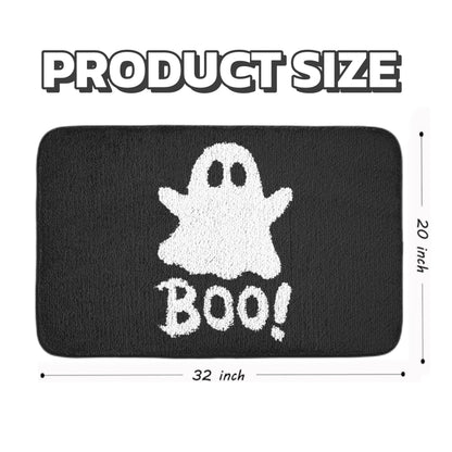HONCO DIRECT 20x32 inch Cute Halloween Black Bath Rug Ghost Bathroom Rug Non-Slip Floor Mat for Bathroom Rug Soft Absorbent Bath Tub Mat Room Halloween Decor Ghost Bath Mat