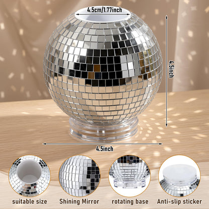 Gandeer 360 Degree Rotating Disco Ball Pencil Holder for Desk 4.5 Inch Back to School Desk Accessories Disco Pen Makeup Brush Organizer with Silver Sequins for Office Classroom Bedroom Decor