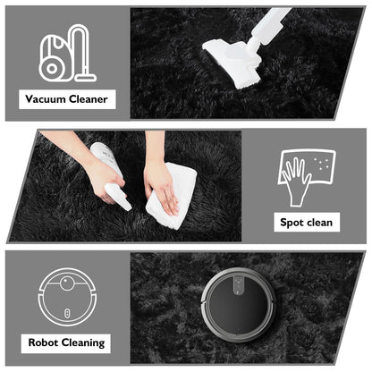 8x10 Fluffy Area Rugs for Living Room,Shag Area Rug for Bedroom,Black Soft Fuzzy Rug Non-Shedding Indoor Plush Carpet for Bedroom Home Decor
