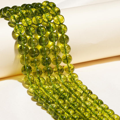 8mm Natural Peridot Gemstone Beads Polished Round Smooth Stone Beads for Bracelets Jewelry Making 15inch Loose Beads