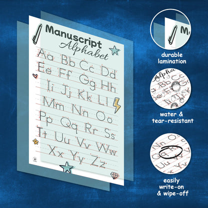26 Set of 50 Boho Educational Posters for Kids – Alphabet Chart, Multiplication Division Chart, USA World Map, Periodic Table, Sight Words, Homeschool Posters, Boho Classroom Decor - Laminated 17x11