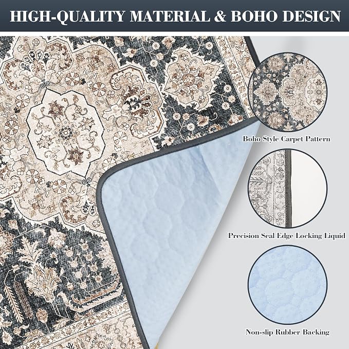 Non-Slip Dog Washable Pee Pads Extra Large 72" x 72", Boho Reusable Pet Training Pad for Playpen, Waterproof Doggie Rug Washable for Puppy Crates, Whelping Pad, Dog Rug Indoor