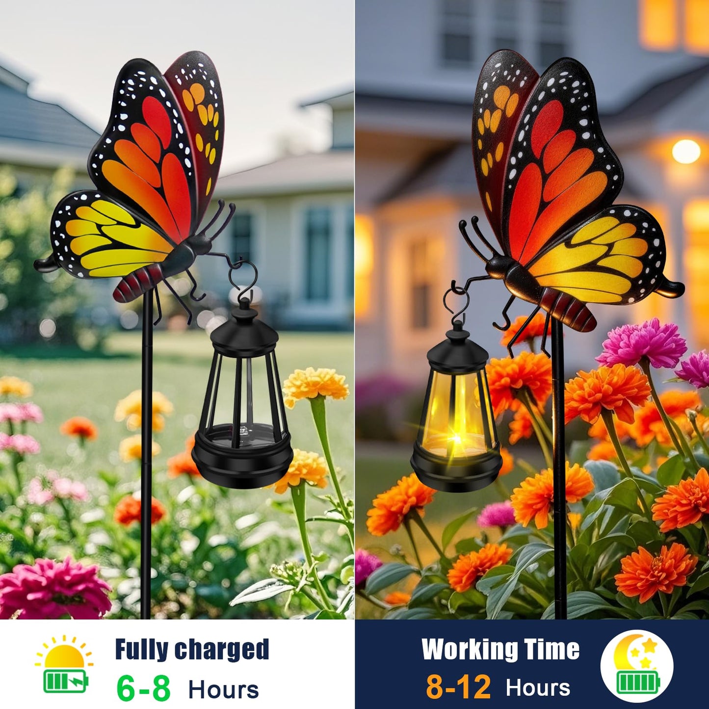 Solar Lights Outdoor Waterproof Butterfly Garden Decor,32.28in Garden Butterfly Stakes with Solar Lights,Birthday Gifts for Women Mom,Metal Decorative Lights for Yard Art Outside Patio Porch Lawn