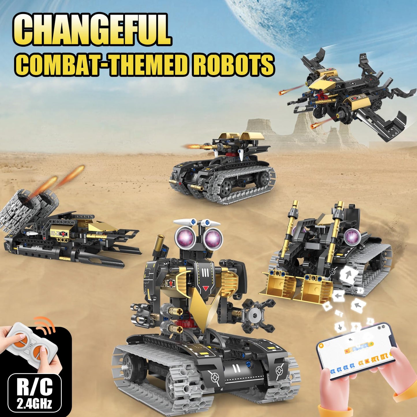 LNANZTCX 5-in-1 RC Robot Building Kit for Kids, APP & Remote Control STEM Robotics Technic Coding Robotic Toys, Erector Set with 323 Pcs, Educational Toy for Boys Girls Age 8 9 10 11 12 13 14+