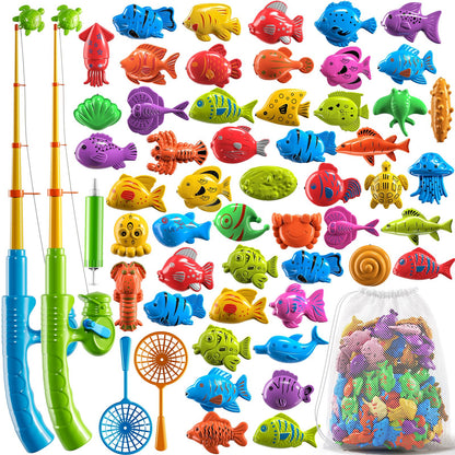 PEADUCK Magnetic Fishing Toys Game Pool Toys Set for Kids 3-5, Water Table Bathtub Toys with Pole Rod Net Plastic Floating Fish, Outdoor Toys for Kids Boys Girls Age 3 4 5 6 7 8 Year Old