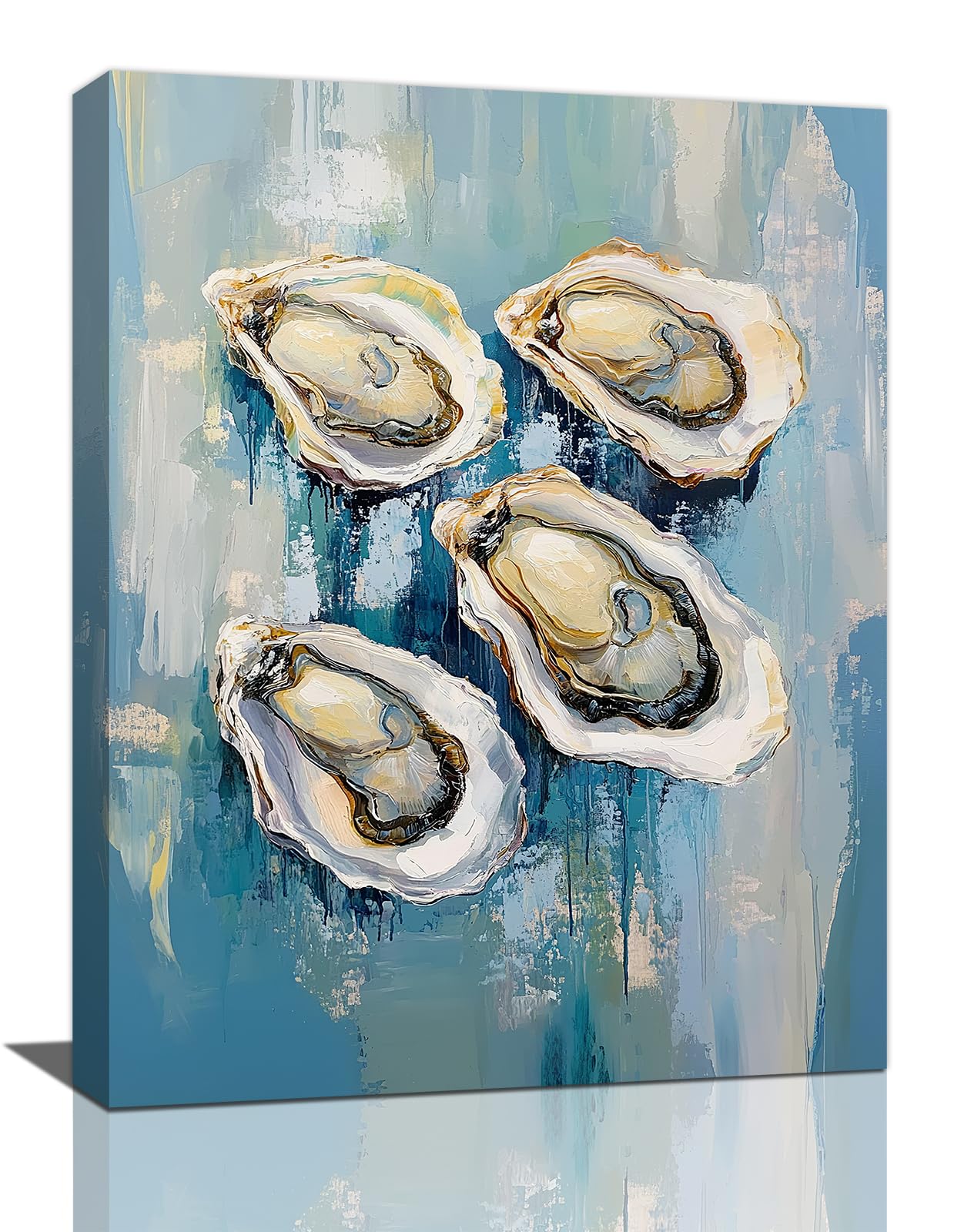 Oyster Wall Art, Coastal Oyster Pictures Wall Decor, Shell Canvas Prints Painting, Framed Fashion Artwork for Bathroom Bedroom Living Room Kitchen Dinning Room Office Home Decoration 12x16
