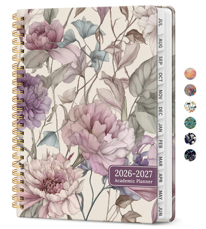 Planner 2026-2027, Academic Year Weekly and Monthly Calender Planner, from Jul 2026 - Jun 2027, Spiral Bound School Planning Book, Perfect for Teacher, Student, Women & Men, A5 (6.3" x 8.5"), Soft Peony