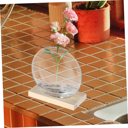 balacoo 2sets Hydroponics Glass Vase Small Propagation Terrariums with Eucalyptus Base for Indoor Plant Display Home Decor and Flower Propagation for Greenery and Floral Arrangements