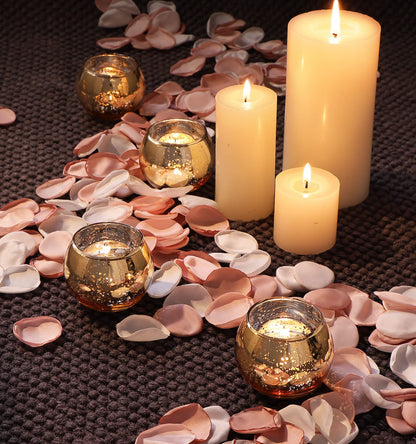 Volens 24PCS Gold Votive Candle Holders for Table Centerpieces, Round Mercury Glass Candle Holders Bulk for Wedding, Birthday, Anniversary, Parties, and Holiday Decorations