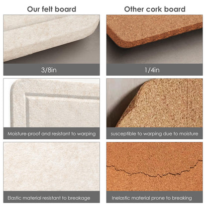 Lightomorrow Large Bulletin Board - 48 x 36 Inches, Decorative Felt Pin Board for Wall - 4' x 3' Foldable Photo Display Board with Self-Adhesive Tape, Includes 20 Push Pins - Oatmeal