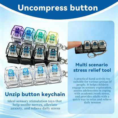 3 PCS Keyboard Fidget Toy, Keyboard Fidget Keychain 4-in-1 Keyboard Decompression Button Finger Clicker Toys, Boost Focus & Calm Anxiety at Work, Travel – Ideal Stress-Relief Gift（No Lights）