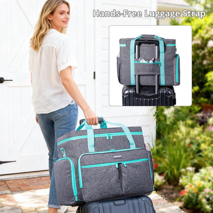 AMOIGEE Rolling Tote Bag with Wheels and Handle, Sewing Machine Case, Craft Organizer Tote for Scrapbooking Storage, Teacher Rolling Bag, Craft Supply Storage, Art Bag, Rolling Cart for Teachers