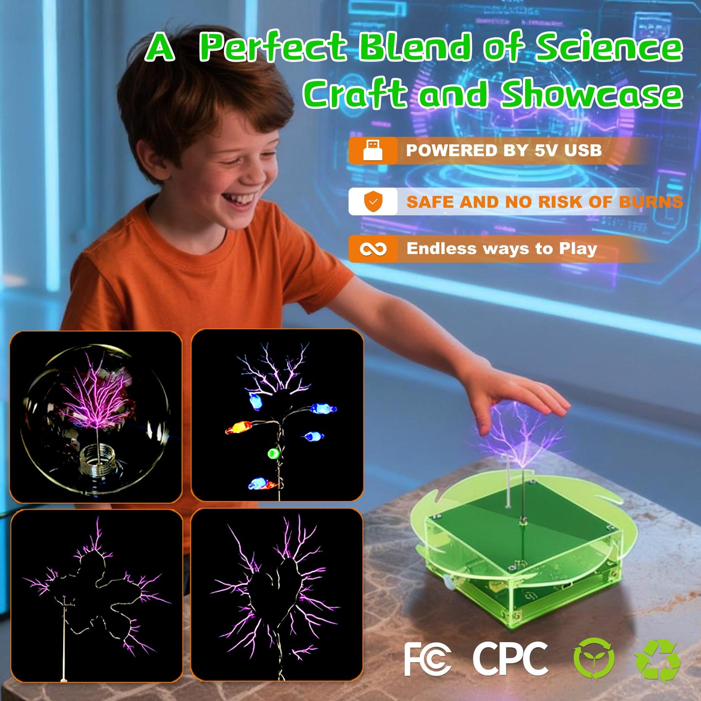 eUda+ STEM Tesla Lightning Kit for Kids&Adults Science Kits for Kids Age 12-14 Build Your Tesla Coil Kit Stem Kits for Kids Age 14-16 Soldering Practice Kit for Beginners 12+ (Soldering Version, RFG)