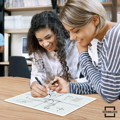 Scribbledo 5 Pack Dry Erase XY Axis Coordinate Plane Graph Lap Boards 9” X 12” for Student Teachers and Classroom Use, Math White Board - Double Sided White Boards with 5 Erasers Included