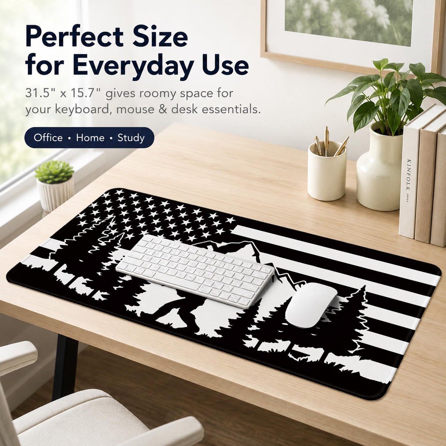 DOFQZ Bigfoot Sasquatch Camping Large Mouse Pad 31.5x15.7 Inch,M005