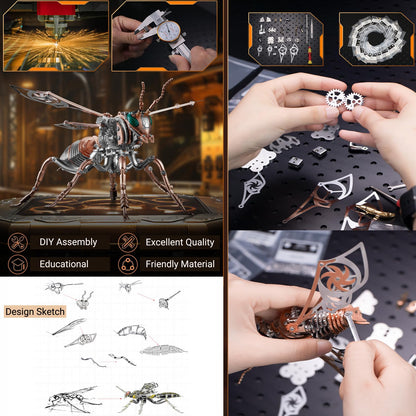 3D Metal Wasp Puzzles for Adults Model Kits Mechanical Building Blocks Difficult DIY Assembly for Men