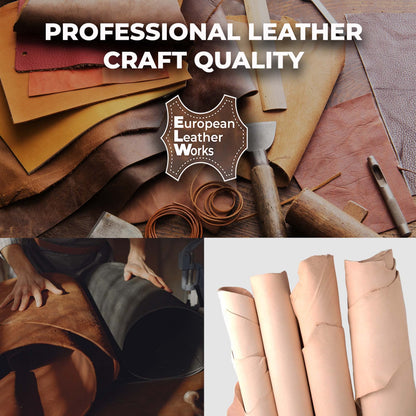 ELW 7-8 oz.(3-3.2 mm) Thickness Pre-Cut Square 2 PCS 12"x24", Tooling Leather Vegetable Tanned Full Grain Leather - Cowhide Leathercraft for Holsters Knife Sheaths Coasters Molding Emboss Stamp Cases