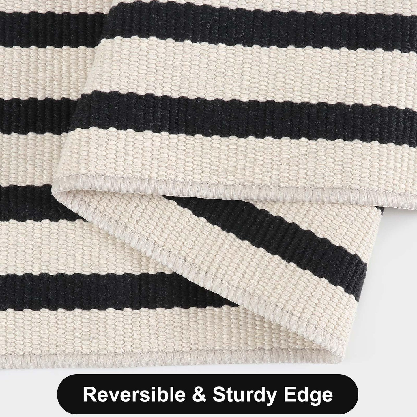 Sungea Black and White Striped Rugs 2.3'x3.6', Washable Hand Woven Front Door Rug, Reversible Outdoor Welcome Mat Foldable Layered Door Mats for Entryway Porch Decor Home Entrance