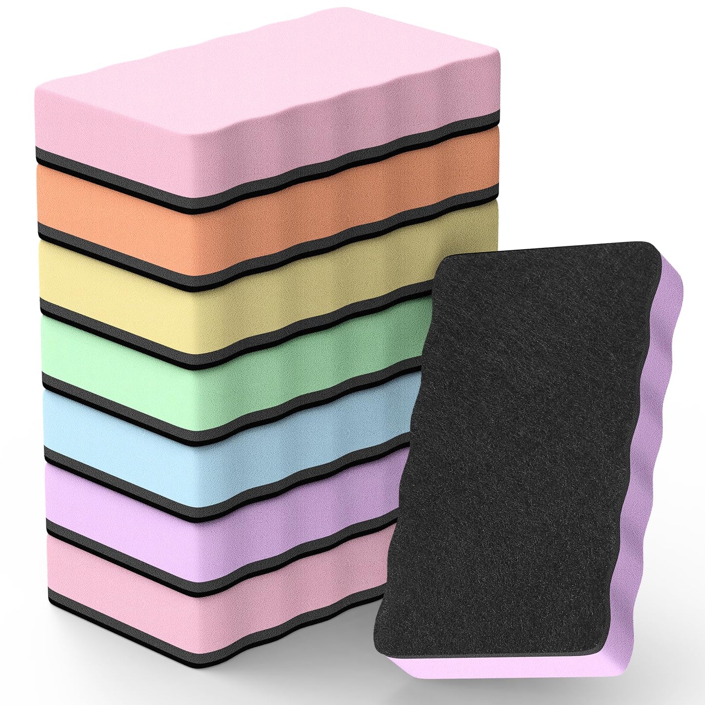 MaxGear (Bundle of 2 Sets) Whiteboard Erasers, 8 Pack Magnetic Dry Erase Erasers, White Board Erasers Bulk for Dry Erase Board for Classroom, Office, Home (6 Pastel Color Set, 4 x 2 x 0.6 Inch)