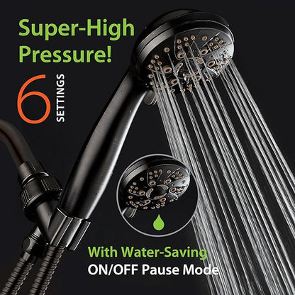 AquaDance For California High Pressure 6-Setting Oil Rubbed Bronze Face Handheld Shower with Hose for Ultimate Shower Experience! Officially Tested to Meet Strict US Quality & Performance Standards!