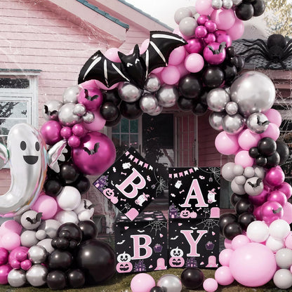 AmazingSpark 4 Pcs Pink Ghost Halloween Baby Shower Boxes with Letters Halloween A Little Boo Is Almost Due Candy Box Decor with Letters Blocks Baby Shower Centerpiece for Party Backdrop