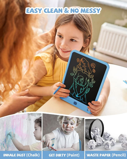 LCD Writing Tablet 10 Inch, Toys for 3 4 5 6 7 8 9 10 Year Old Boys Girls, Colorful Doodle Board Drawing Tablet, Gift for Boys Toddlers Age 3-12 Years, Memo Board, Drawing Pads with Lanyard(Navy)