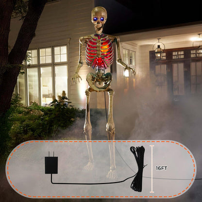 Light Up Valentines Skeleton Heart Decorations, Realistic Beating Heart Lighs, Glow in The Dark Skeleton Lights Plug in with 16.4FT Power Cord for Home Party Decor