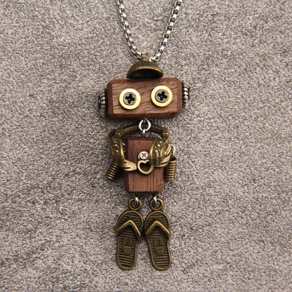 joymiao Wooden Pendant Necklace Steampunk Necklace Womens Gold Necklace Vintage Leather Choker Stainless Necklace Chain Hippie Choker Necklace