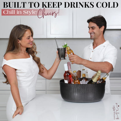 Gusto Nostro Large Beverage Tub for Parties - Metal Tub for Wine Bottles,Champagne,Beers - High Capacity Ice Bucket for Drinks - Extra Large Ice Buckets for Parties (22 qt) Outdoor Party Drink Bucket