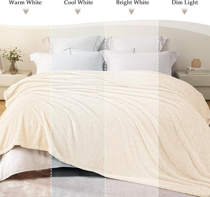 Exclusivo Mezcla Fleece White Throw Blanket for Couch Sofa, Ultra Soft, Lightweight and Fluffy Blankets for Women, All Season, 50x60 Inches