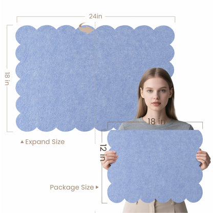Lightomorrow Scalloped Bulletin Board, 24 x 18 Inches Felt Pin Board - Decorative Cork Alternative for Wall, Foldable Picture Self-Adhesive Vision Prayer Board with 20 Pushpins - Lavender Blue