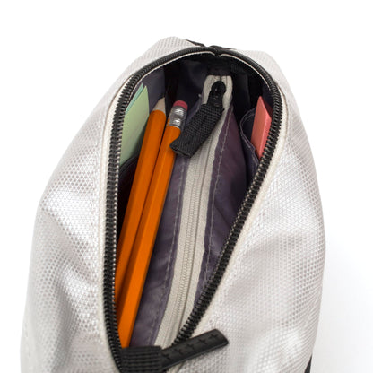Five Star Pencil Pouch, Pen Case, 9-Pocket Zipper Pouch, Storage Organizer for School Supplies Earbuds Chargers Cables Makeup, Black/Grey (505600A-ECM)