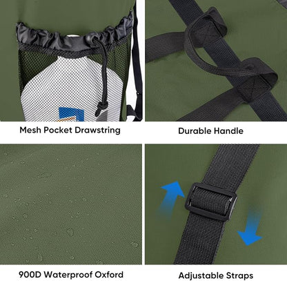BALEINE 2PK 120L Laundry Bag Backpack, 900D Oxford Fabric Large Travel Laundry Bags with Shoulder Straps and 2 Mesh Pockets for College Dorm, Apartment, Laundromat (Green, 120L)