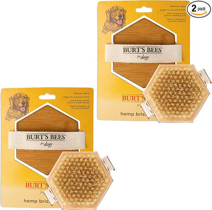 Burt's Bees for Pets Palm Brush with Hemp Bristles for Large Dogs, Ergonomic Handle Reduces Wrist Stress, Removes Dirt and Debris, Ideal for Daily Grooming, Made of Bamboo & Recycled Materials - 2 Pk