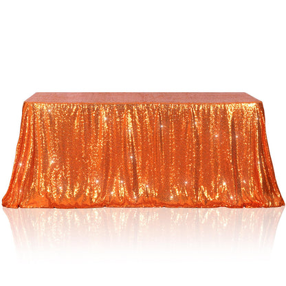 Poise3EHome Orange Sequin Tablecloth 60×102 Inch Rectangle Sparkly Fabric Table Cloth for Halloween Baby Shower Birthday Party Wedding Holiday Decoration