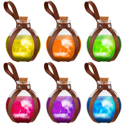 Patelai 6 Pcs Halloween Glass Potion Bottles with Belt Cork Renaissance Witch Costume Accessories Witch Props Potion Bottle for Halloween Party Decor Cosplay DIY Crafts Gift (Brown)