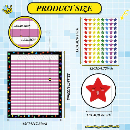 Ctosree 12 Pcs 17"x 22" Incentive Chart Multicolor Laminated Dry Erase Reward Chores Chart with 5 Pcs Reward Sticker(Novelty Style,Black Background)