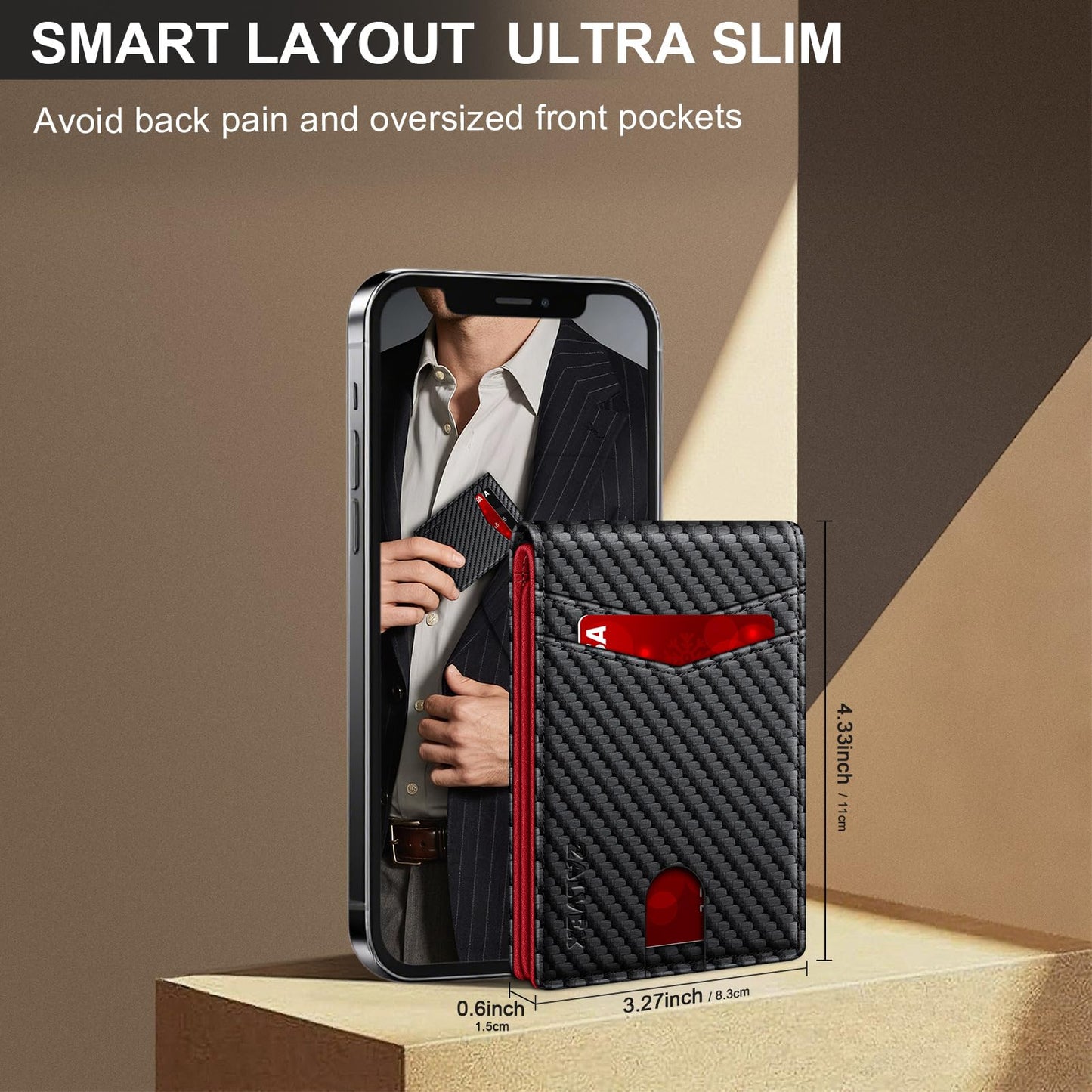 Wallet for Men Slim RFID Blocking Leather Credit Card Holder Wallet for 14 Cards, Bifold Minimalist Thin Wallet with 2 ID Windows & Cash Slot, Front Pockt Carteras Para Hombres, Birthday Gifts for Men