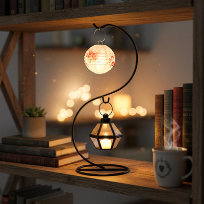 Ornament Display Stand Iron Pothook for Hanging Glass Globe Air Plant Terrarium Disco Witch Ball Christmas and Home Wedding Office Party Decoration Black Hanger Rack Hook Tree Flower Pot Holder