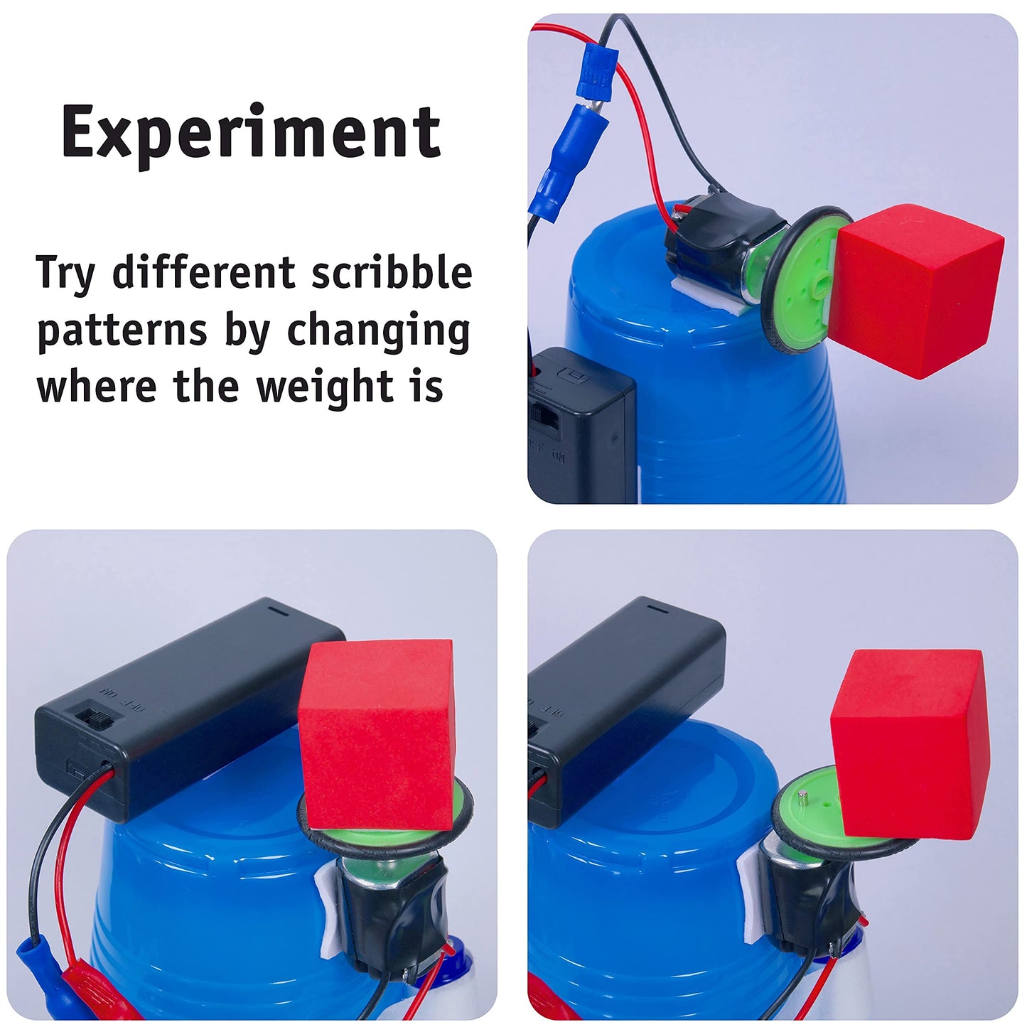 Scribble Bot Kit, 10-Pack – Build 10 Motorized Drawing Robots, Complete Simple Circuits STEM Project Kit for Classrooms, Ages 8+