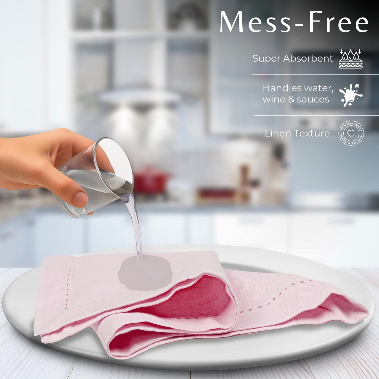 Ramanta Home Pink Cloth Dinner Napkin Set of 12-18x18 Inch, Easter Premium Cotton Linen Flax Hemstitched Napkins for Spring Decor Wedding, Party, Kitchen | Soft Durable Washable for Everyday Use